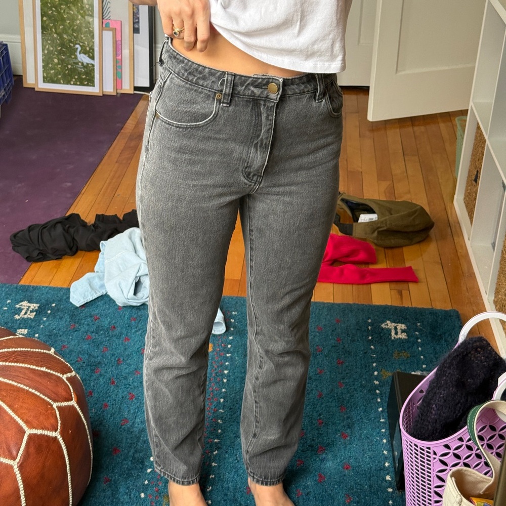 ROLLAS High-Rise Straight Leg Women's Jeans — Charcoal Gray